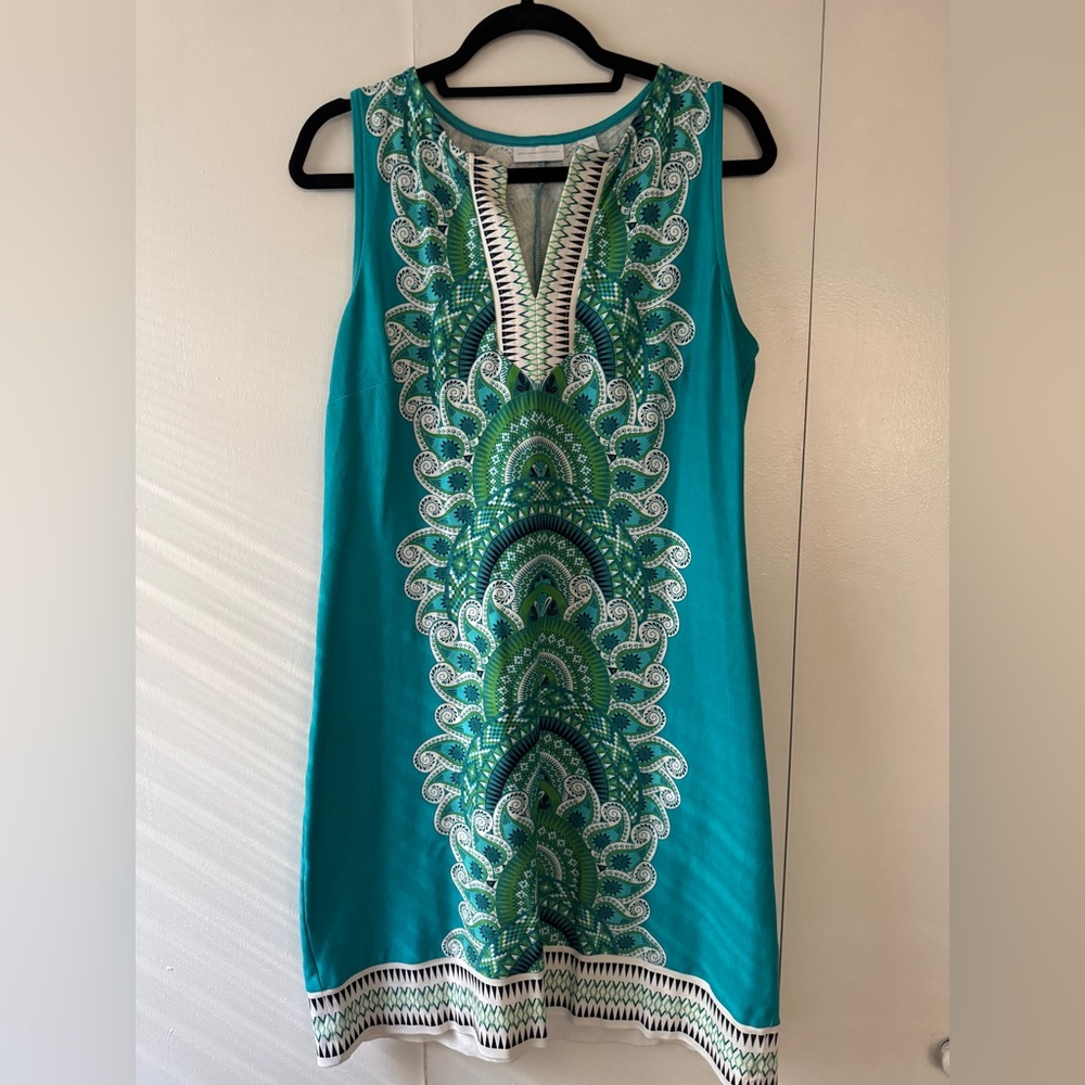 New York & Company Teal and Green Dress